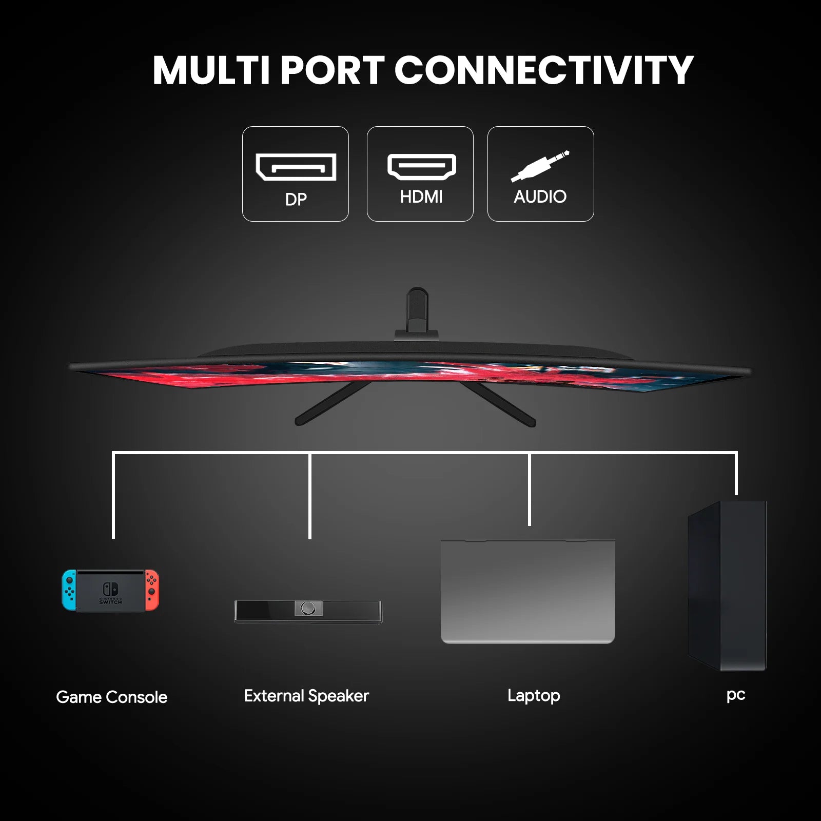 24" Gaming Monitor, IPS Panel, 200Hz/Fhd 1080P Frameless Computer Monitor,Built-In Speakers, 120% Srgb, Freesync, Black