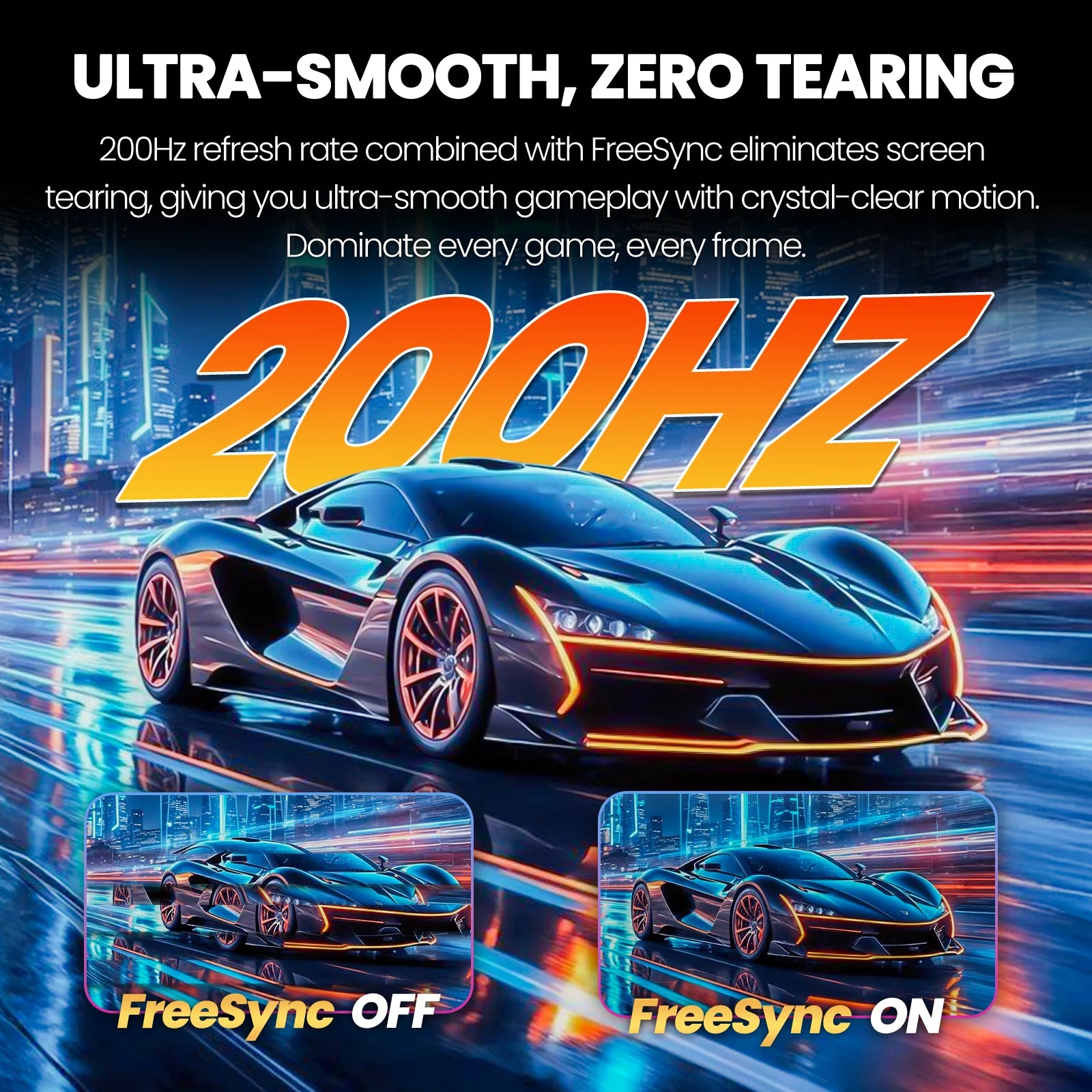 24" Gaming Monitor, IPS Panel, 200Hz/Fhd 1080P Frameless Computer Monitor,Built-In Speakers, 120% Srgb, Freesync, Black